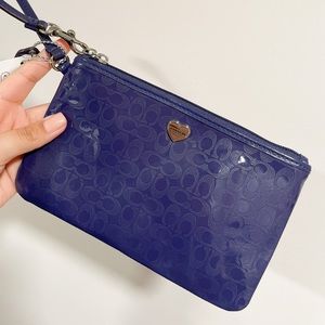 NWT Coach Perforated Embossed Patent Leather Purple Wristlet